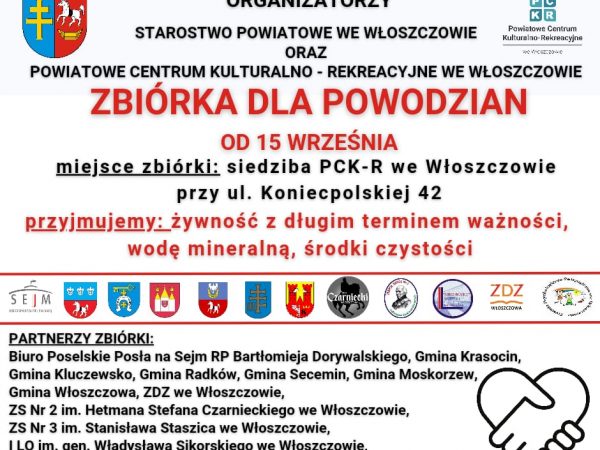 Powiat Włoszczowski rozpoczyna zbiórkę darów na rzecz powodzian z regionów objętych klęską żywiołową w województwie dolnośląskim.