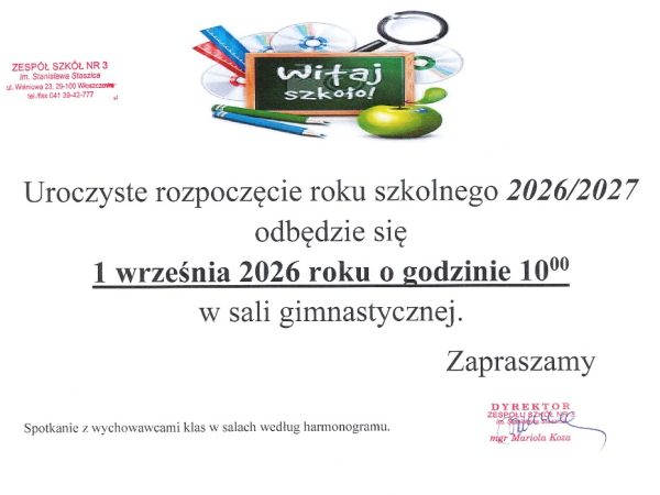 ROZPOCZĘCIE ROKU SZKOLNEGO 2026/2027